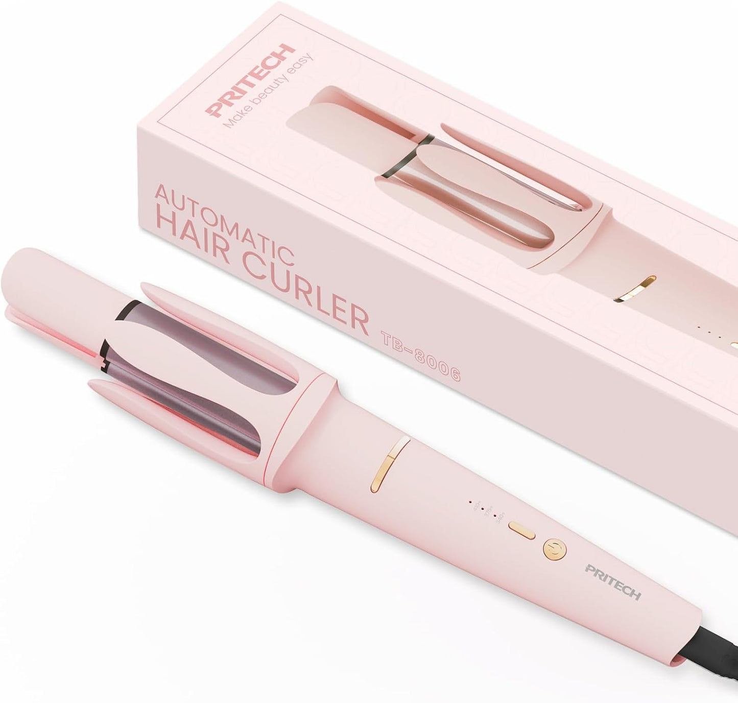 Automatic Curling Iron 1 1/4 Inch, Rotating Ionic Hair Curler Wand with 3 Temperatures, Anti-Scald, Auto Shut-Off Spin Iron for Hair Styling, Pink