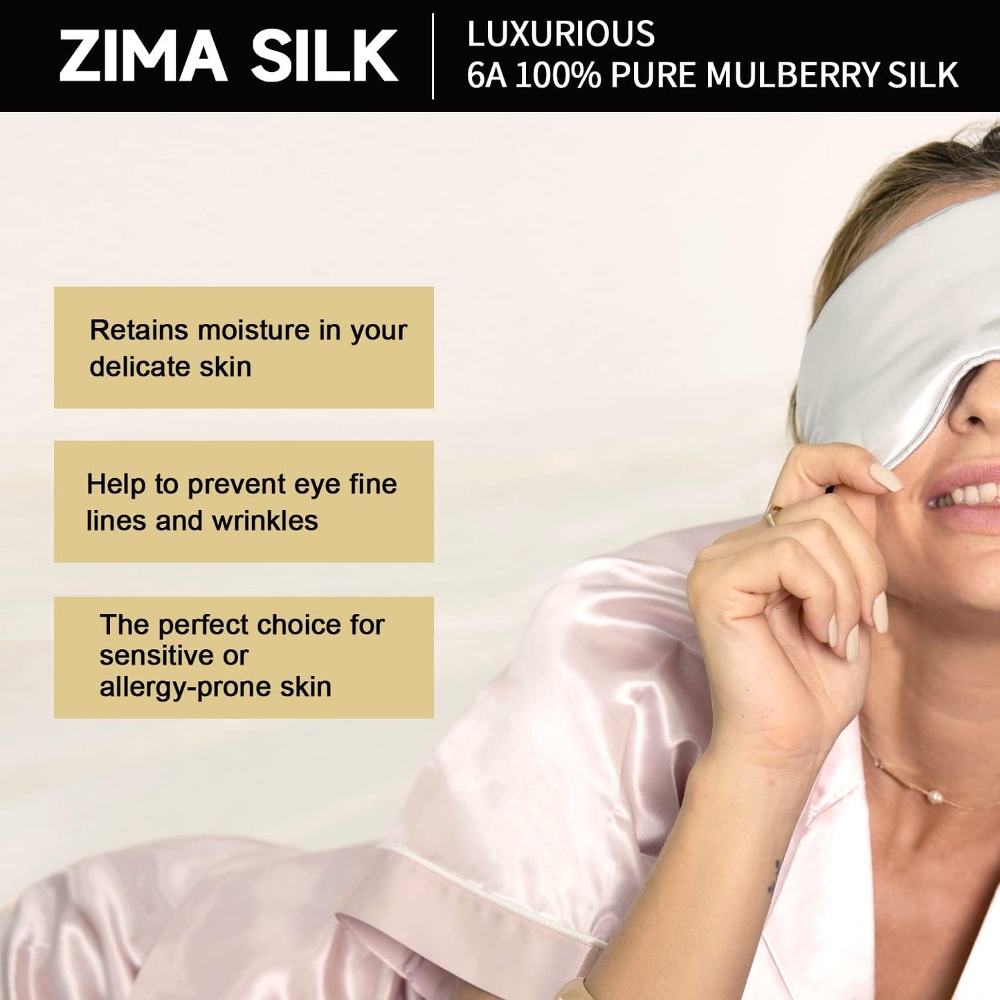ZIMASILK Adjustable 22 Momme 100% Mulberry Silk Sleep Mask, 3D Contoured Cup Eye Mask for Sleeping, Super Soft Breathable Blindfold, Perfect Blocks Light for Sleeping. (Bluestone)