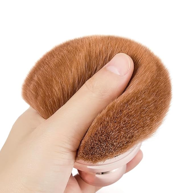 Extra Large Kabuki Brush Set for Body and Face, for blush, loose powder manicure multi-functional and tanning, Gift for women with Velvet Bag(RoseGold 2pcs)