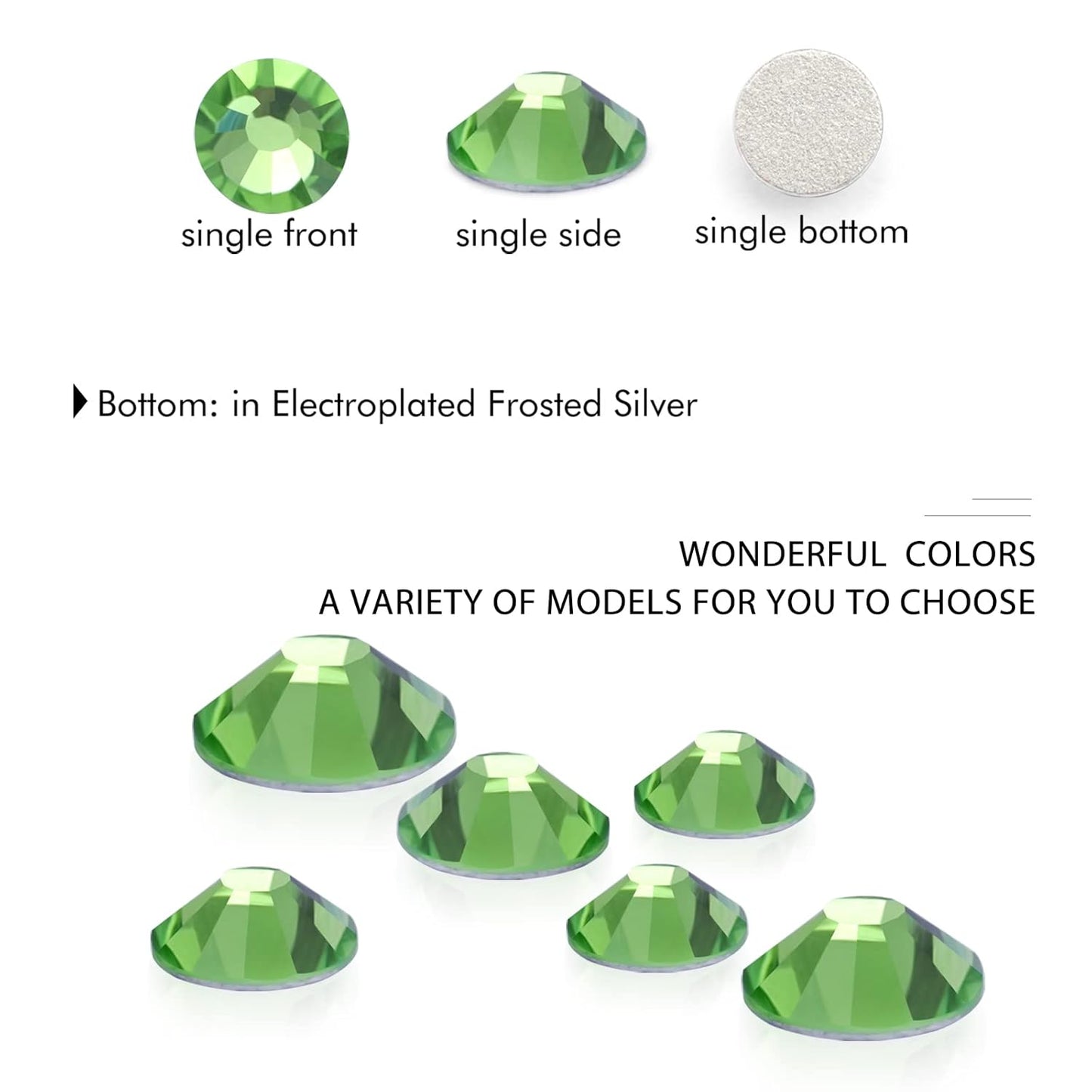 3000Pcs Light Green Crystal Rhinestones,Glass Flatback Rhinestones Gemstones Mini for Nail Face Makeup Art Crafts Clothes Decoration - (SS8,2.4mm,Light Green)