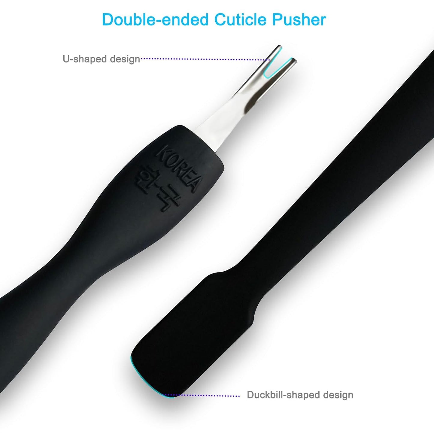 Cuticle Pusher Tool, 2PCS Professional Nail Cuticle Remover Trimmer Cutter Fork Kit, Premium Stainless Steel Durable Manicure Kit for Women, Fingernails and Toenails