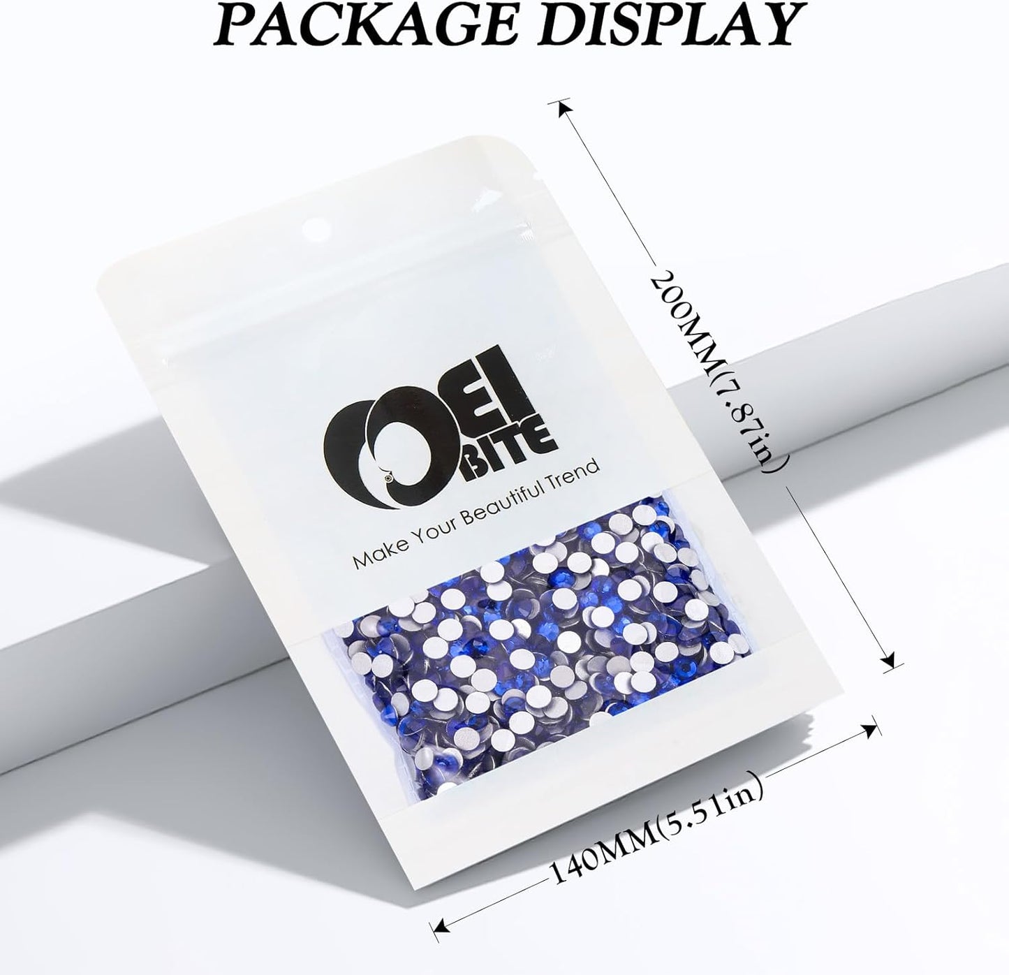 Sapphire Flatback Rhinestones, Glass Rhinestones for Nail Art and Craft, Glue Fix, Loose Crystal Gemstones(Blue, SS16, 2880pcs, 3.8-4.0mm)