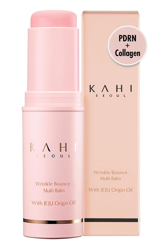 KAHI Wrinkle Bounce Multi Balm Stick | PDRN Collagen Wrinkle Stick | Korean Skin Care |All-in-One Hydrating Lip Balm Eye Cream Neck Cream Make Up Base & Face Mist Moisture Balm