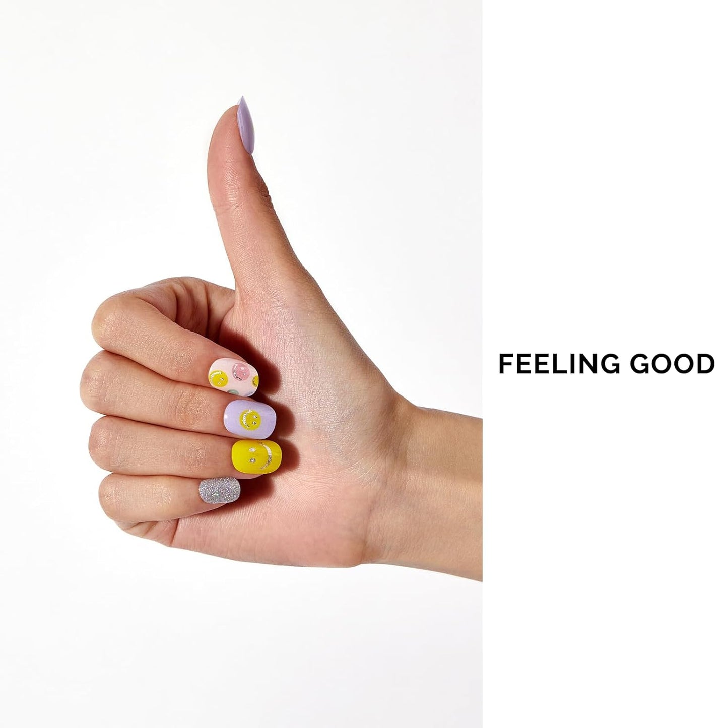 NAILOG Semi Cured Gel Nail Strips 34 pcs| Buy 2 Get 1 UV Lamp | Long Lasting Nail Polish Sticker Wraps with Glossy Gel Finish, Feeling Good