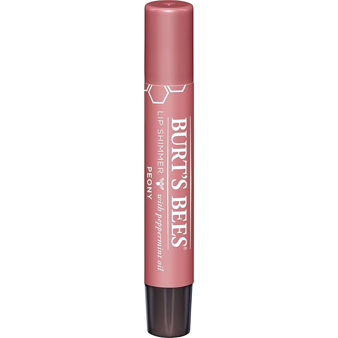 Burt's Bees Shimmer Lip Tint Set, Tinted Lip Balm Stick, Moisturizing for All Day Hydration with Natural Origin Glowy Pigmented Finish & Buildable Color, Peony (4-Pack)