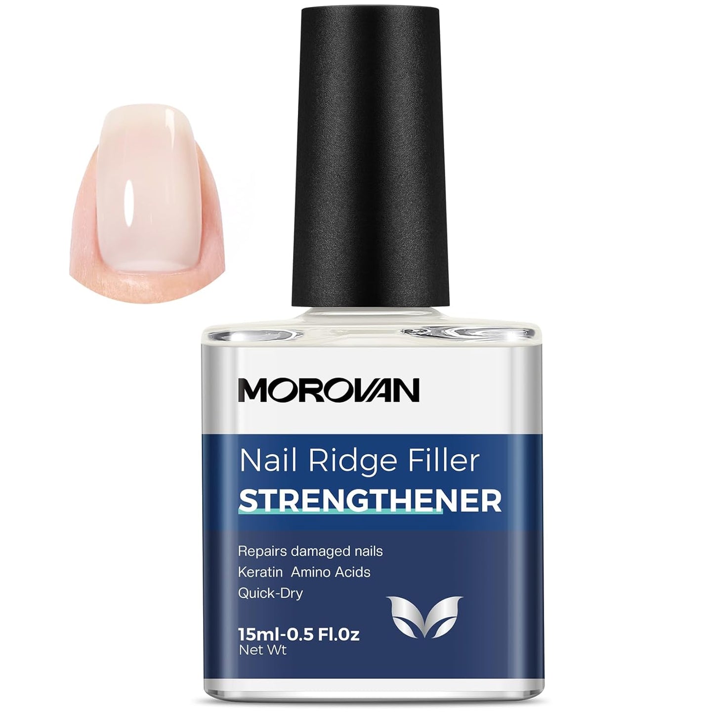 Morovan Nail Strengthener and Growth: Nail Polish Hardener for Damaged Nails Treatment Natural Keratin Repair Ridge Filler Prevents Discoloration Crack Thin Essential Manicure Nail Care Women