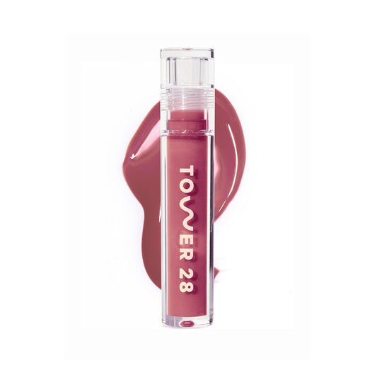 Tower 28 ShineOn Milky Lip Jelly, SESAME, Non-Sticky, Hydrating Vegan Lip Gloss in Milky Mauve, Apricot and Raspberry Seed Oil, Moisturizing, Clean, Cruelty Free
