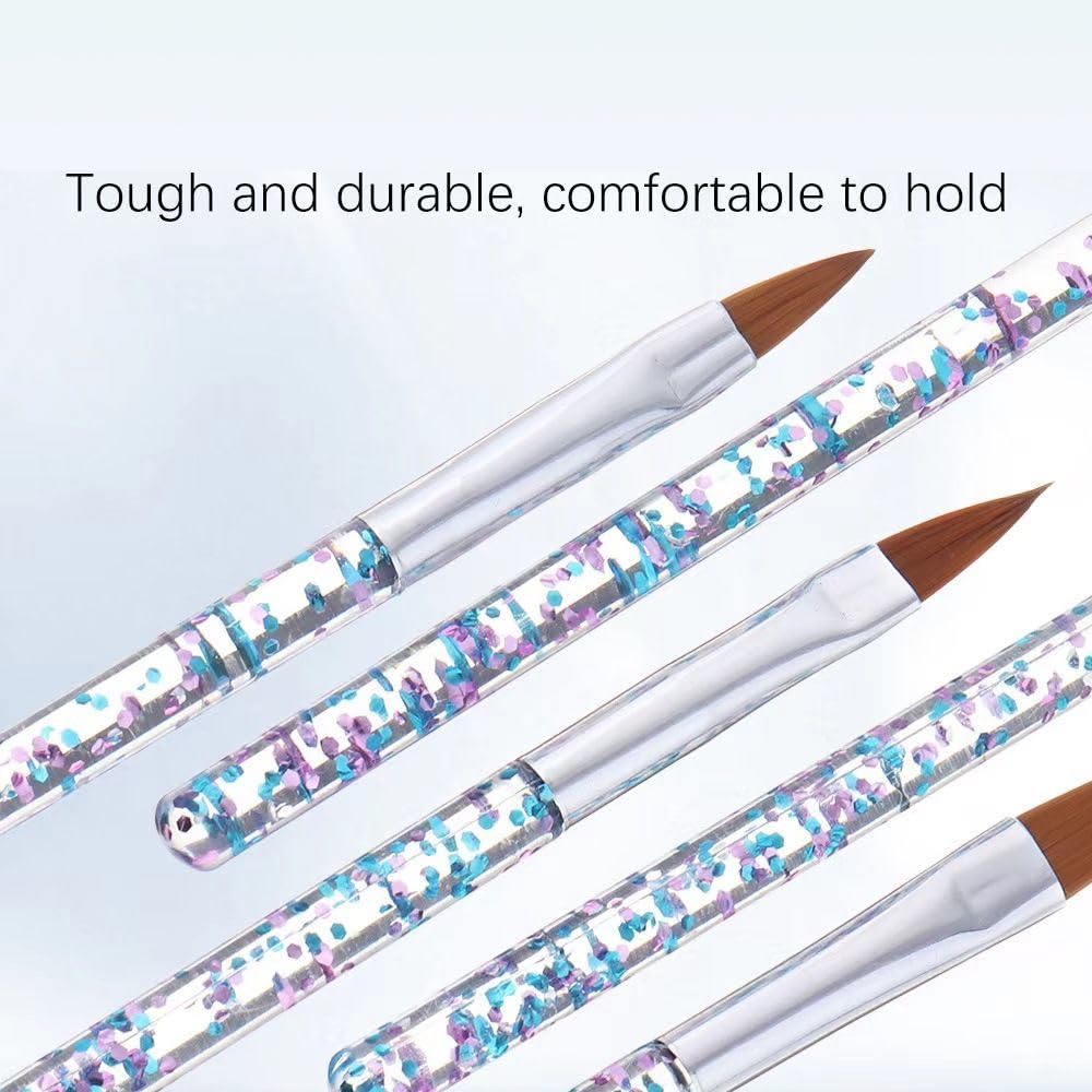 5pcs Nail Art Brushes Set, Nail Art Design Pen Painting Tools with Nail Extension Gel Brush, Nail Polish Brush, Builder Nail Gel Brush, Nail Dotting Pen Salon at Home Diy Manicure (Blue)