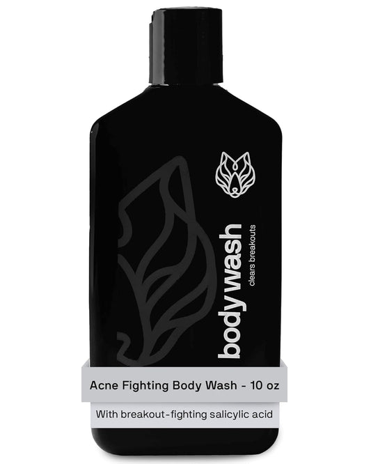Black Wolf Salicylic Acid Body Wash for Men - 10 Fl Oz Men's Acne Body Wash - Charcoal Helps Reduce Acne Breakouts & Cleanse Your Skin - Full Coverage & Deep Clean Treatment - Men's Bodywash