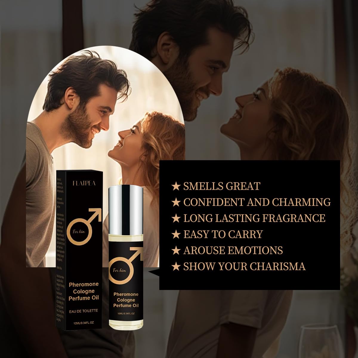 Pheromones Perfumes for Men - Long Lasting Attract - Enhance Charm Confidence - Personal Roll-on Perfume, Portable Perfume Male