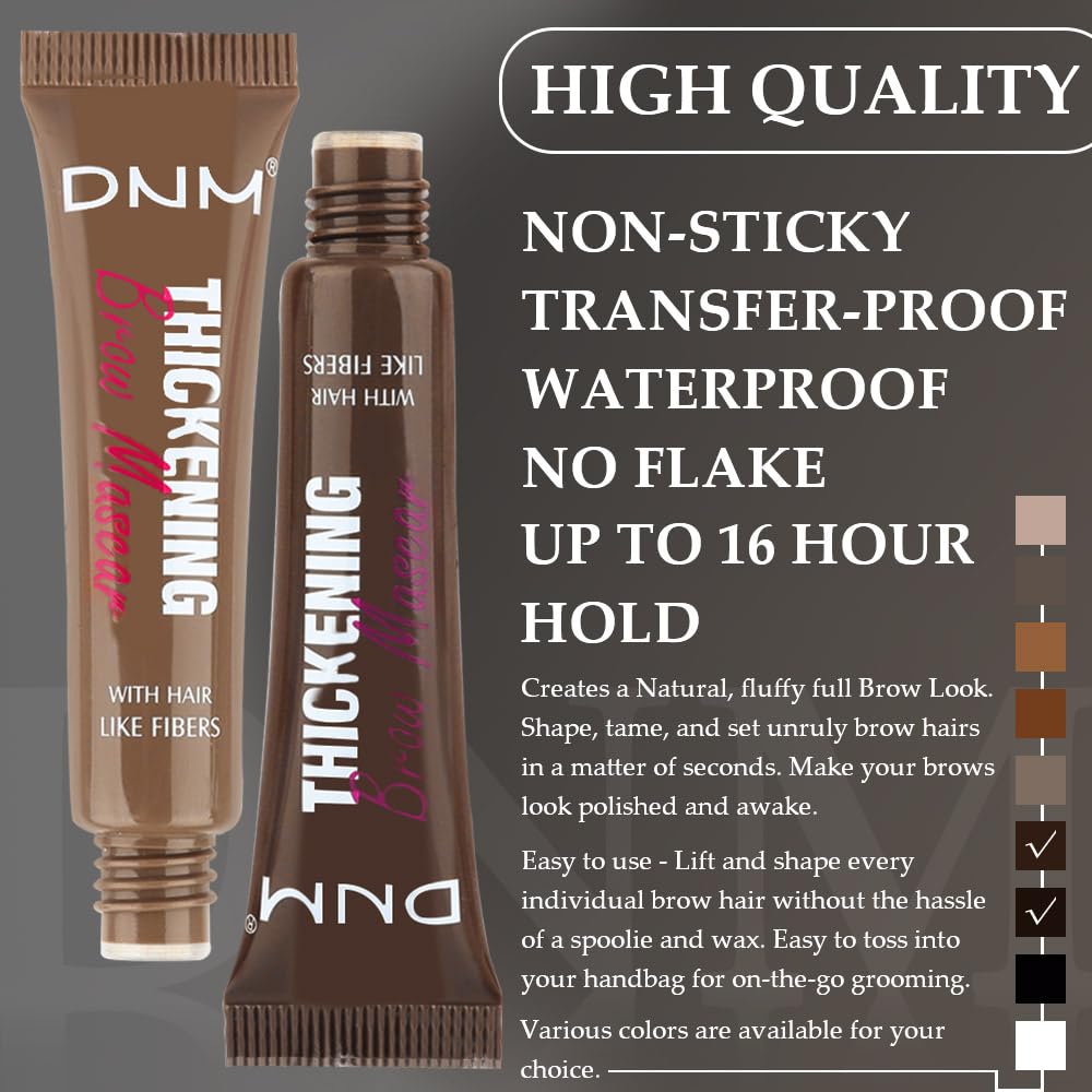 Tinted Thickening Brow Mascara,Brow Fast Sculpt,Waterproof, Transfer-proof, Brush to Fill in Eyebrows and Cover Gray Hairs - Cruelty Free (2pcs 06 Brunette &07 Espresso)