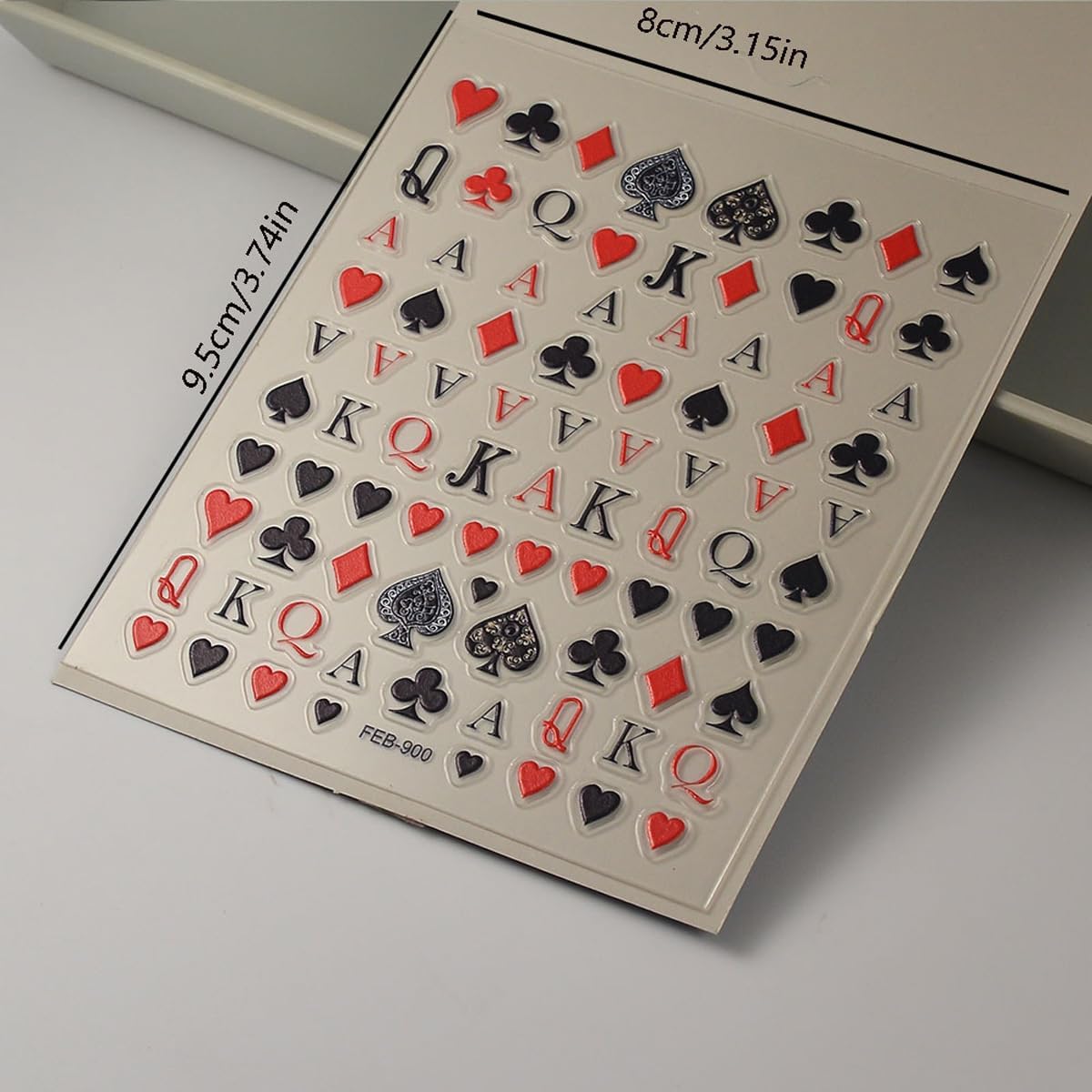 Poker Nail Stickers for Nail Art Palying Card Nail Decals Hearts Spades Clubs Diamonds Stickers for Nails Designs 3D Self Adhesive Nail Supplies & Decorations for Women Girls 1 Sheet