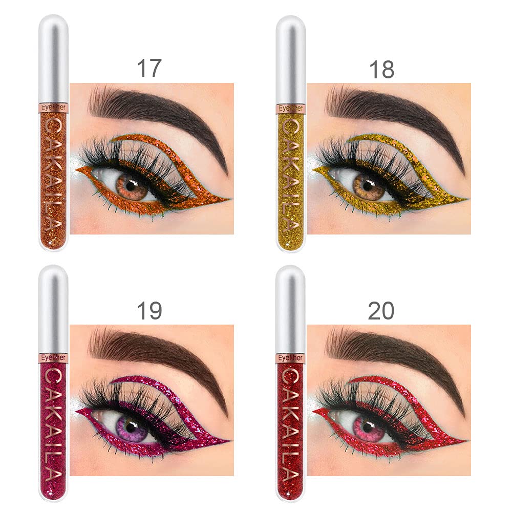 evpct 8 Colors Liquid Glitter Eyeliner Liquid Sets Glitter Eye Liners for Women White Silver Rose Gold Pink Sparkly Shimmer Eyeliner Set