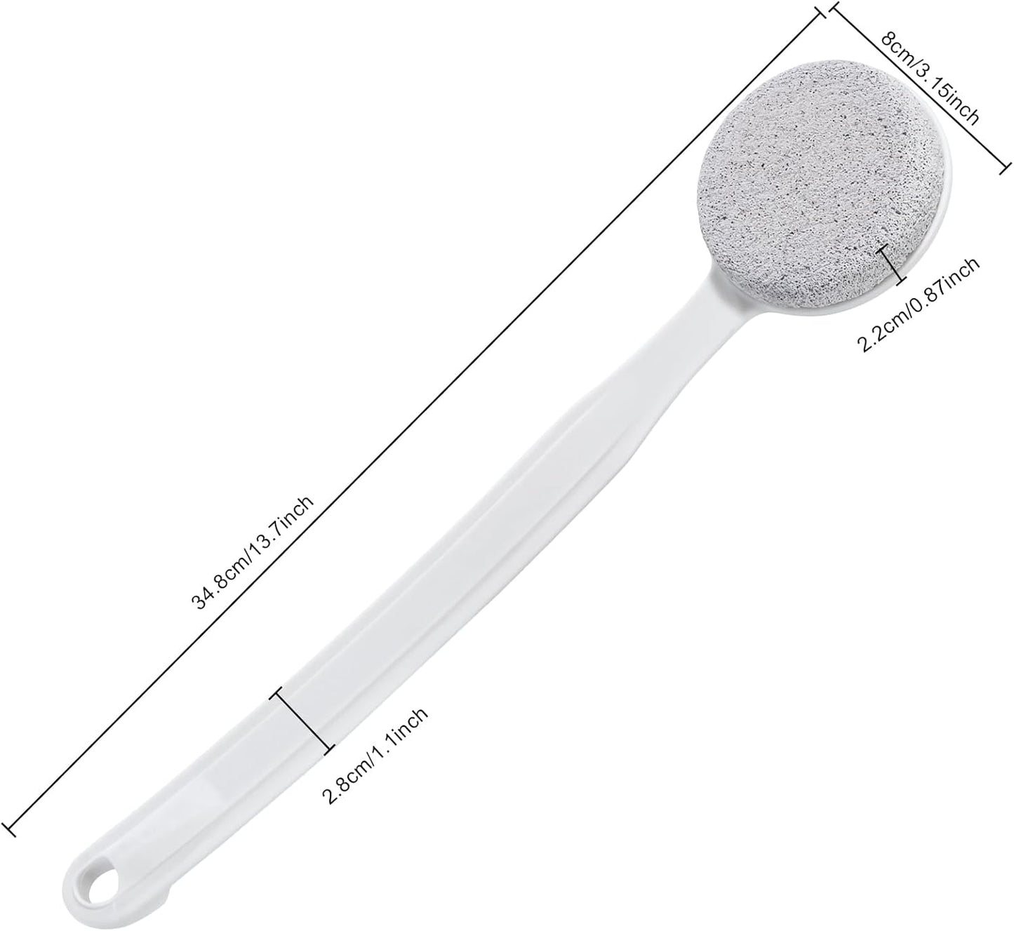 Pumice Stone for Feet with Long Handle (Curved Handle,White, Count, 1.0)