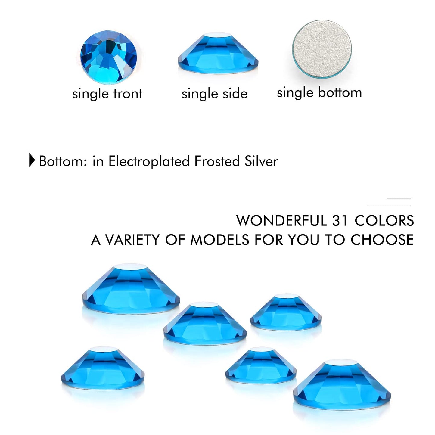 1440Pcs Blue Zircon Crystal Rhinestones,Glass Flatback Rhinestones Gemstones Mini for Nail Face Makeup Art Crafts Clothes Decoration -(SS10,2.8mm,Blue Zircon)
