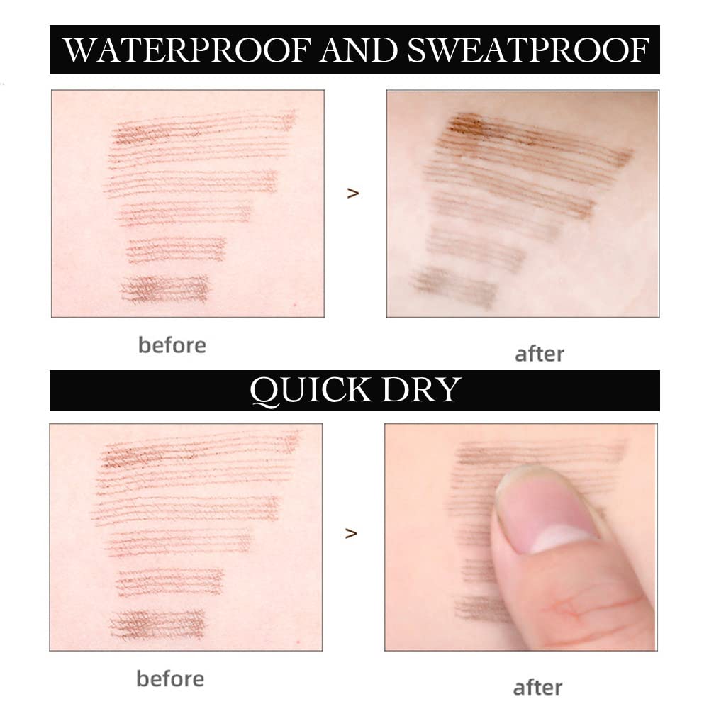 2 Pcs/Set 3D Eyebrow Pencil - Eye Makeup Micro 4 Point Brow Pen Lift & Snatch Eyebrow Pen Kits with 3 Eyebrow Stencil Long-Lasting Waterproof Natural Eyebrow Hair (4# black)