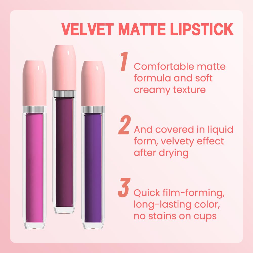 BINGBRUSH Super Matte Longwear No-Budge Stay On Smudge Proof Liquid Lipstick Long Lasting Makeup for Women,Highly Pigmented Color and Instant Shine, Cheeky, Soft Matte Lip Cream Lightweight Lipgloss