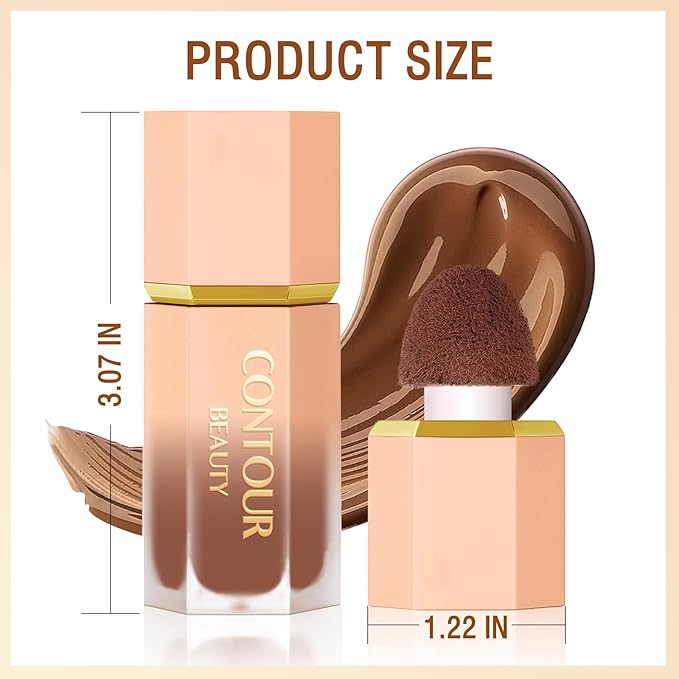 Liquid Contour Stick, Soft Cream Contour Makeup, Liquid Bronzer Face Concealer Matte Contouring with Cushion Applicator, Long Lasting Silky Face Contour Cream Bronzer Contouring Makeup (103)