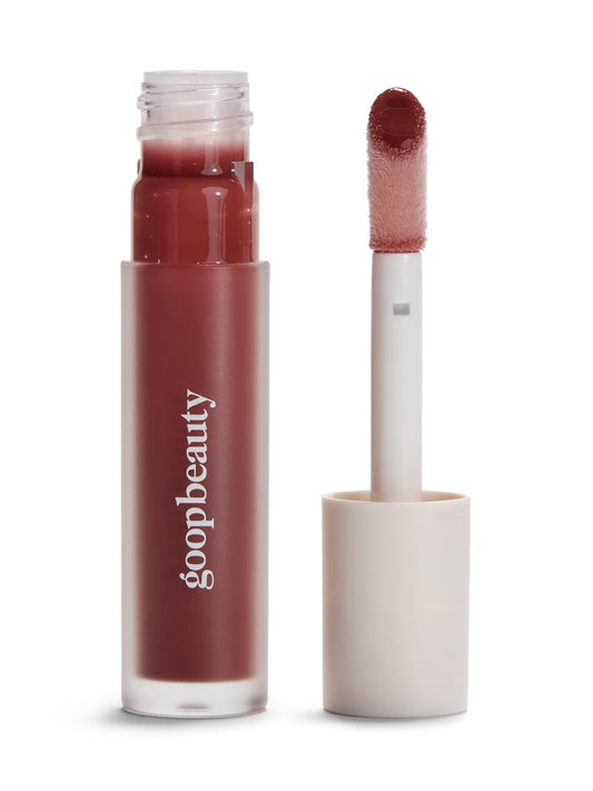 goop Beauty Hydra-Barrier Gel Gloss | Hydrating Lip Gloss to Moisturize & Plump Lips | Hyaluronic Acid & Vitamin E | Spice - Sheer Cocoa | 0.13 oz