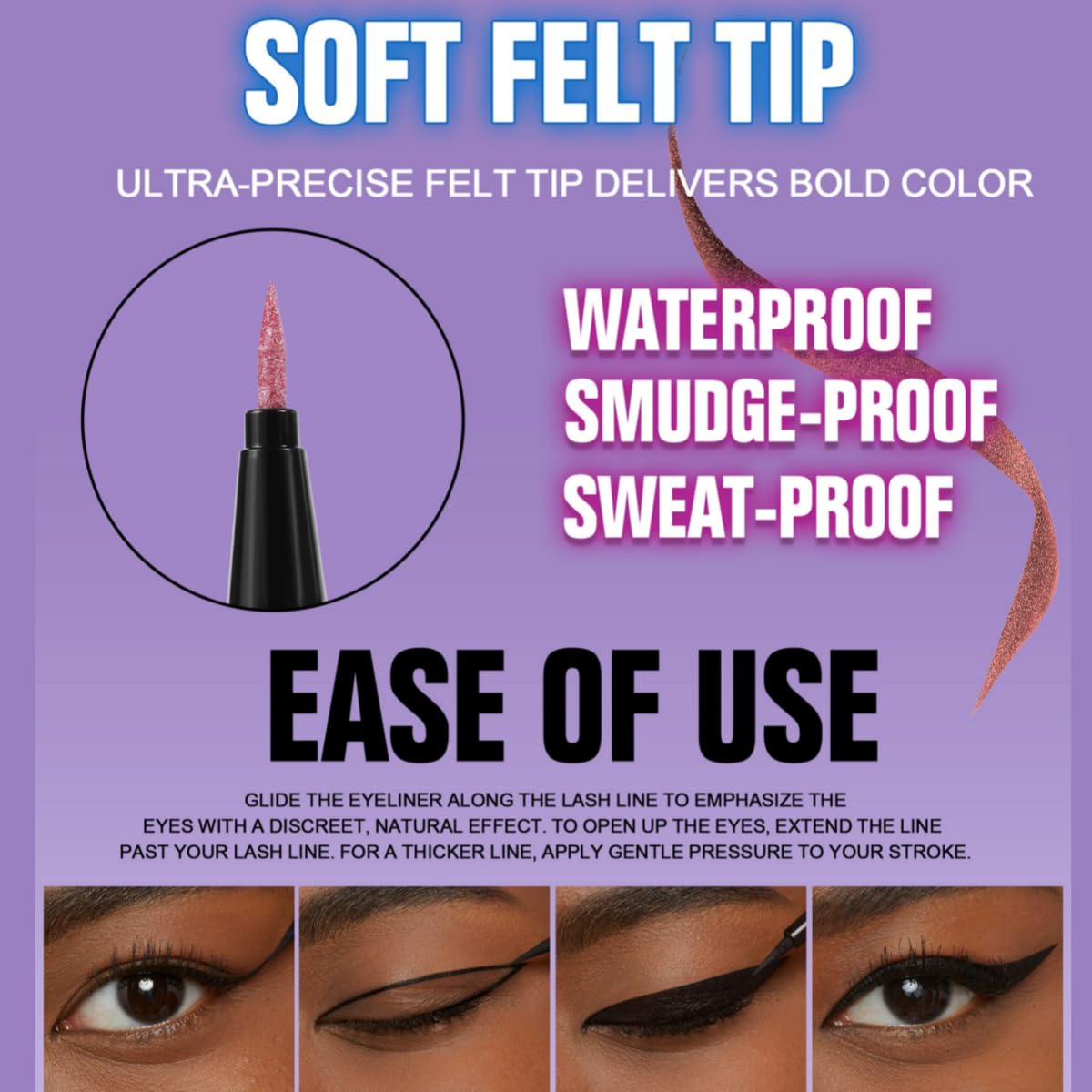 waterproof eyeliner metallic satin finish liquid eye liner pencil colorful high pigmented shimmer Purple