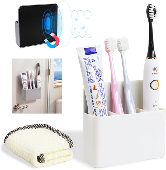 Cruise Essentials 2025 – Magnetic Toothbrush Holder for Wall Mount, Compact Bathroom Organizer for Small Spaces, Cruise Travel Accessories for Alaska/Caribbean Cruise Must Have