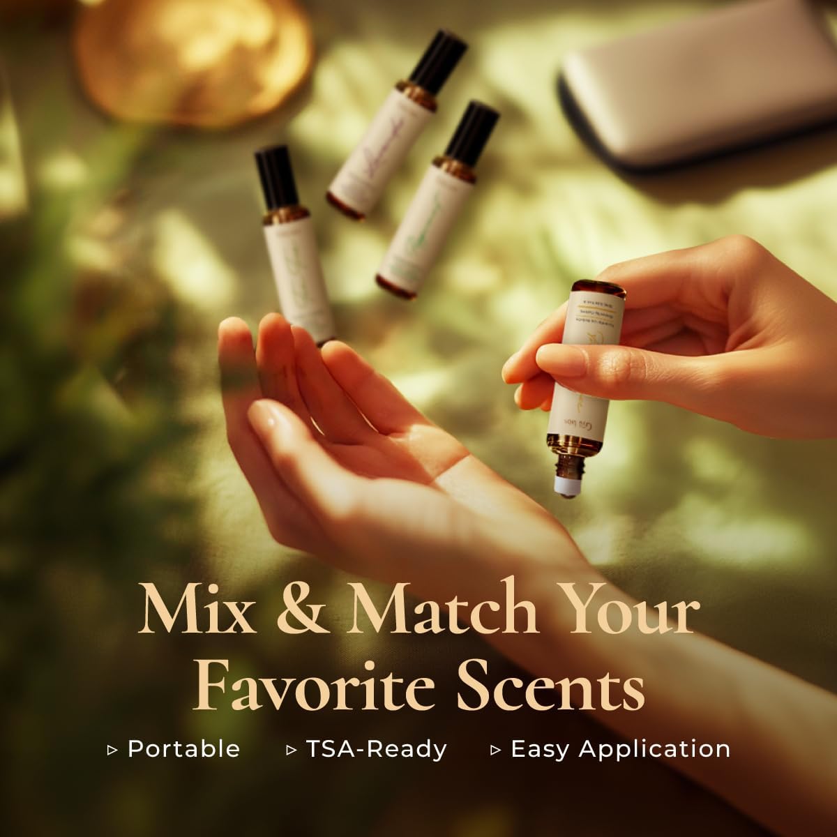 Gya Labs Classic Roll on Essential Oils Set - 100% Pure Natural Frankincense, Peppermint, Lavender, Tea Tree Oil Rollers for Skin & Body Comfort, Relaxing Gift for Women (0.34 Fl Oz Each)