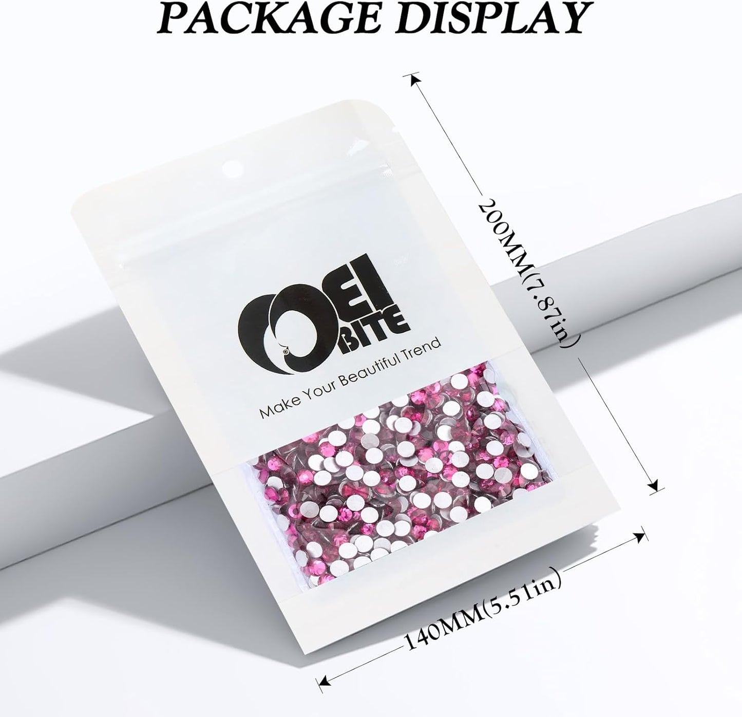 Fuchsia Flatback Rhinestones, Glass Rhinestones for Nail Art and Craft, Glue Fix, Loose Crystal Gemstones(Fuchsia, SS12, 2880pcs, 2.9-3.0mm)