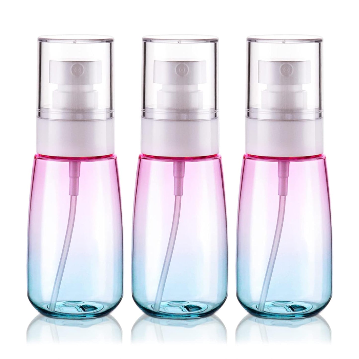 Cosywell Fine Mist Spray Bottles TSA Approved 2oz 60ml 3 Pack Leak Proof Travel Spray Bottle Empty Small Spray Bottles for Perfume Essential Oils Toners Rose Water Cosmetics (3Gradient Pink Blue)