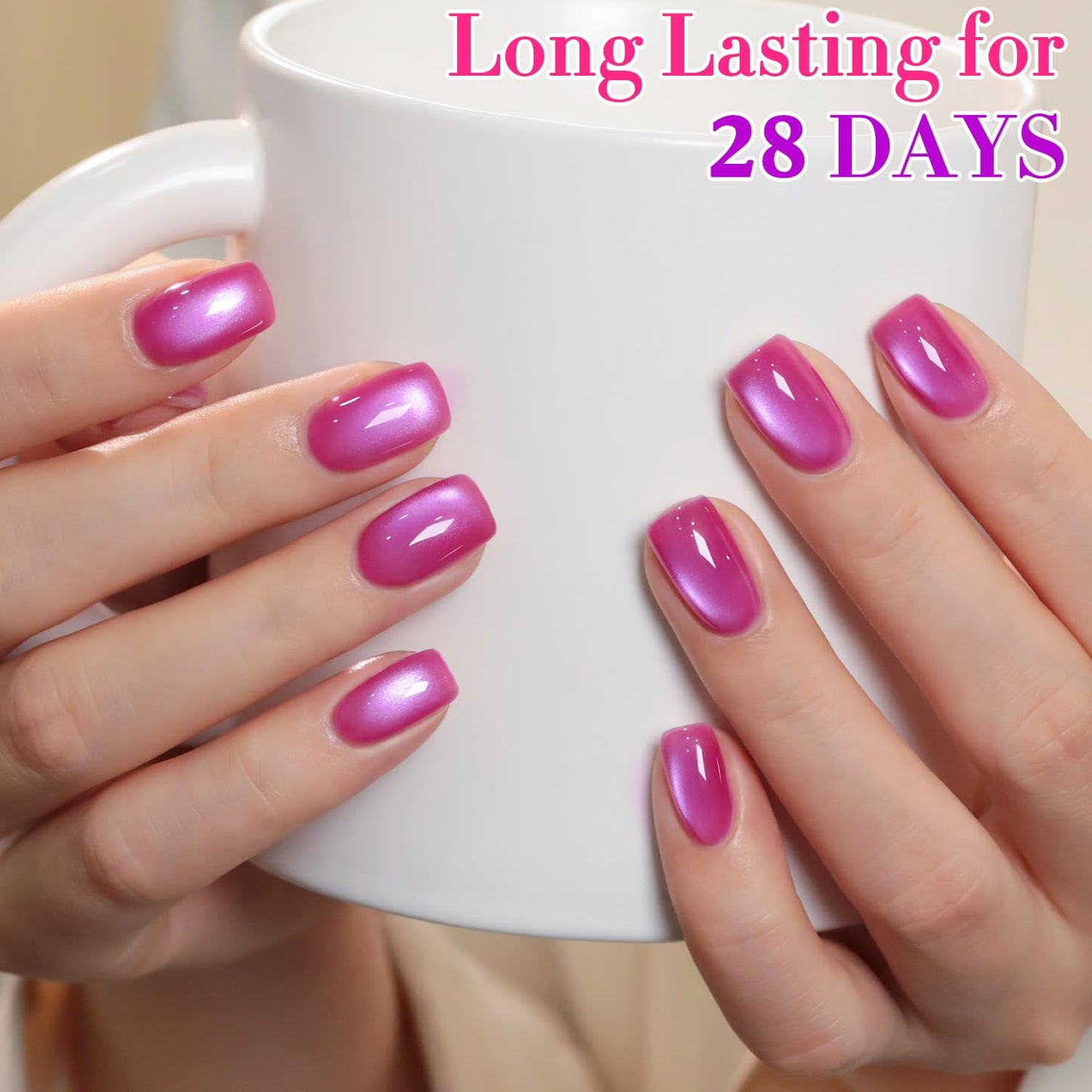 Double Rhythm 0.5 OZ Cat Eye Gel Polish with Magnet 15ML Same Color Same Bottle Holographic Glitter Shimmer Translucent Jelly Color Magnetic Polish (Glass Purple-MC1244)