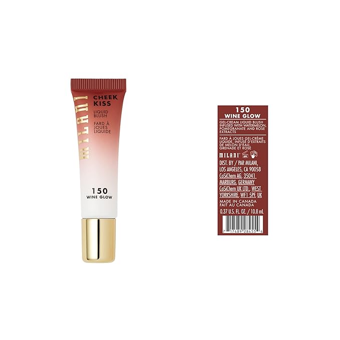 Milani Cheek Kiss Liquid Blush Makeup - Blendable & Buildable Cheek Blush, Lightweight Liquid Blusher and Cheek Color (New Wine Glow)