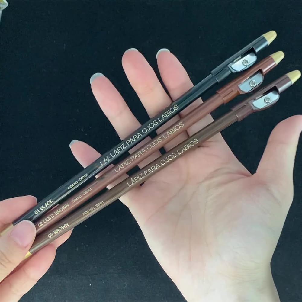 5Pcs Wooden Hard-Core Eyebrow Pencils for Women, Light Brown Eyebrow and Eyeliner Pencil, Long Lasting Waterproof and Sweat-Proof, Beginner Makeup Brow Pencil, Create a Natural Eye Brow