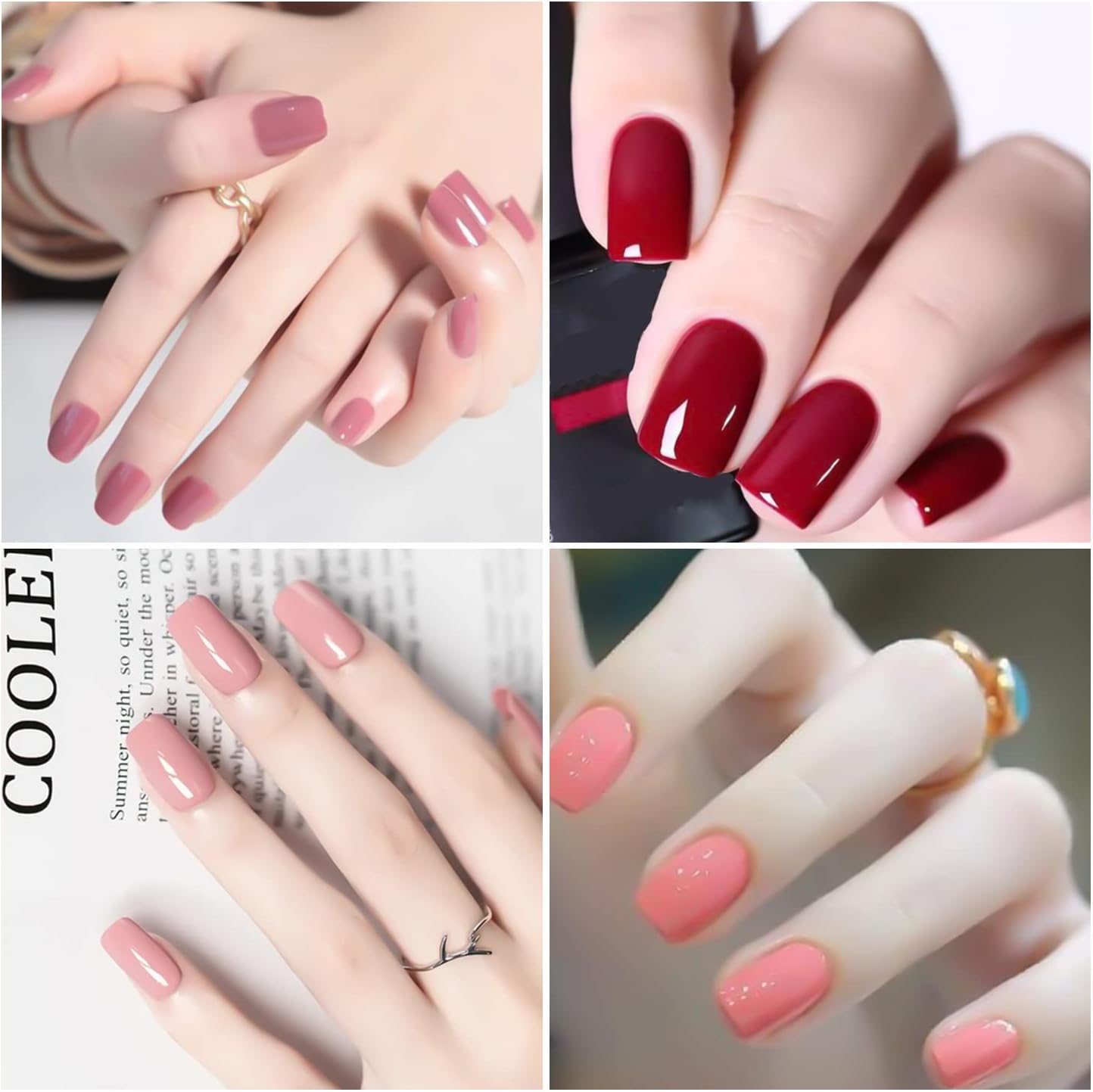 DANNEASY 16 Sheets Nail Wraps for Women Nail Polish Strips Solid Color Self Adhesive Sticker Nails Acrylic Nail Art Accessories with 1pc File, Cuticle Stick (Pink Red)