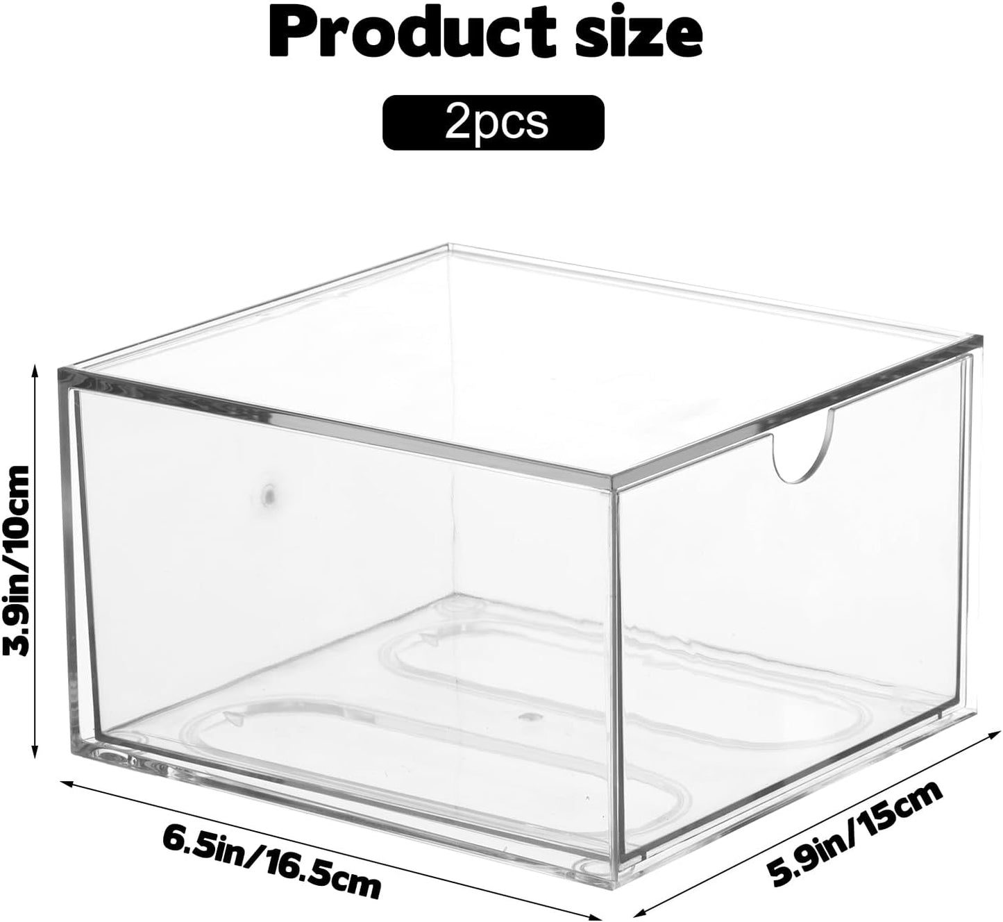 Rainmae 2 Pack Disposable Face Towel Holder, Face Towel Storage Box, Stackable Clear Makeup Organizer with Drawer for Clean Skin Club Face XL Towels Holder for Vanity Bathroom and Makeup Organization