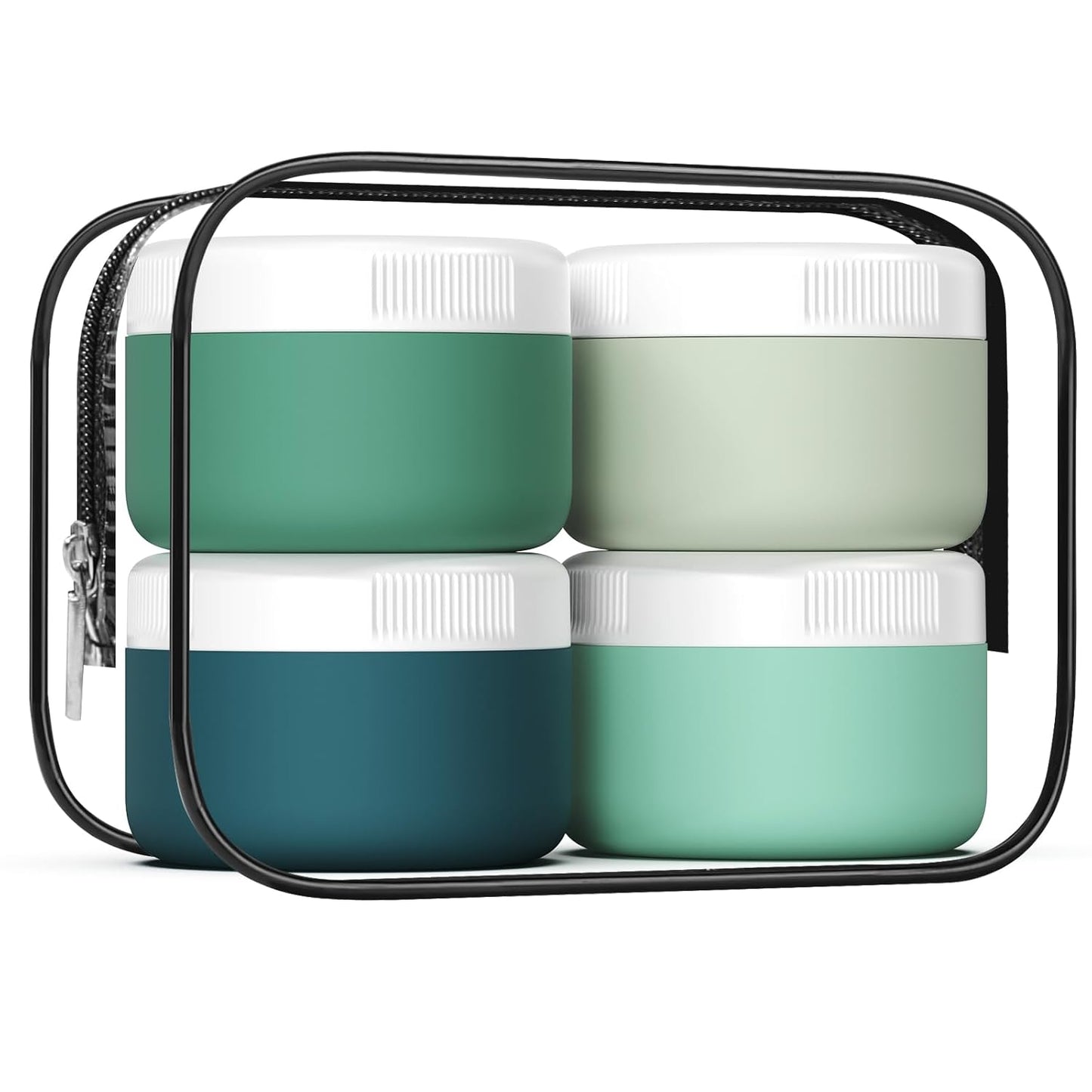 Travel Containers for Toiletries, Silicone Cream Jars BPA-Free, Leak-proof 2oz Travel Size Containers, Portable Size Silicone Jars with Lid for Cosmetic Face Hand Body Cream (4 Pack)