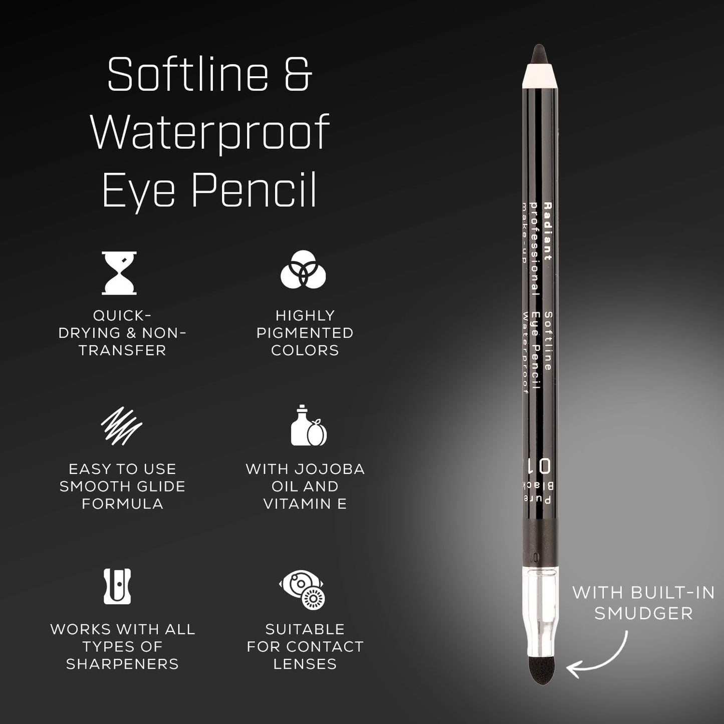 Radiant Professional Waterproof Eyeliner Pencil - Eyeliner Waterproof Smudge Proof for Woman - Long Lasting Under Eye Pencil for Smoky Eye - Soft Waterline Eye liner Smudger Tool, Green (21)