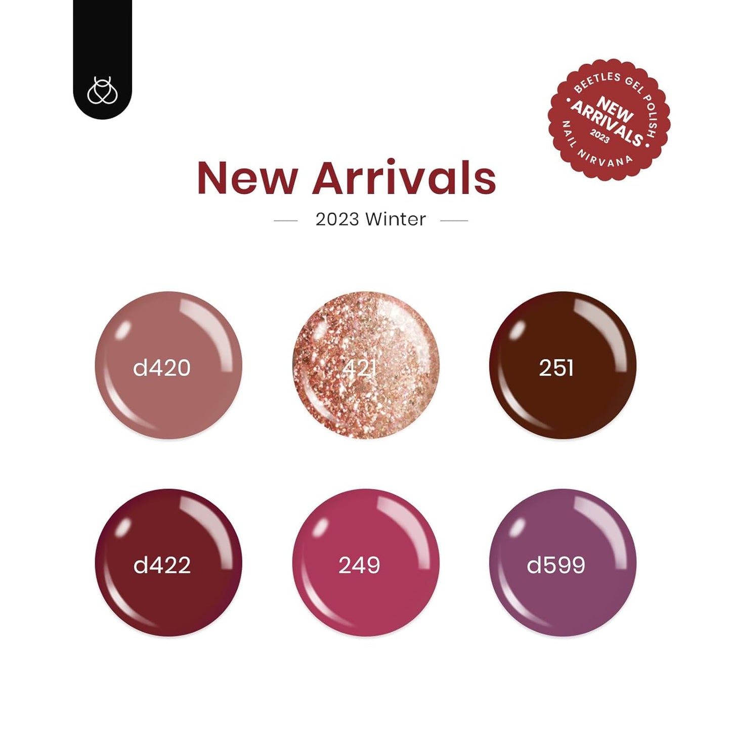 Beetles Fall Gel Nail Polish Set Plum Burgundy Red Brown Glitter 6Pcs Gel Polish Kit Soak Off UV LED Nail Lamp Art Manicure Salon DIY Home Gifts for Women Silent Flower