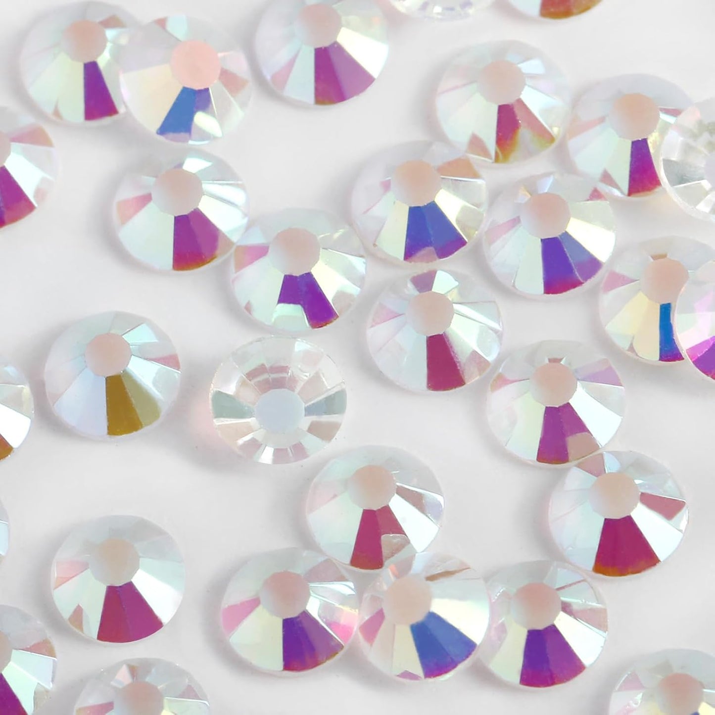 3000PCS SS10 Flatback Rhinestones | 12-Facet Diamond-Cut Glass Gems for Nail Art, Clothing, DIY Crafts |Glue-On Decoration Stones with Silver Backing(Transparent AB)