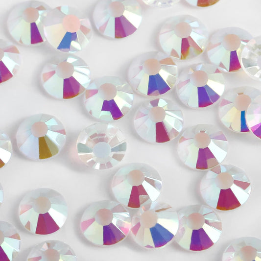 3000PCS SS8 Flatback Rhinestones | 12-Facet Diamond-Cut Glass Gems for Nail Art, Clothing, DIY Crafts |Glue-On Decoration Stones with Silver Backing(Transparent AB)