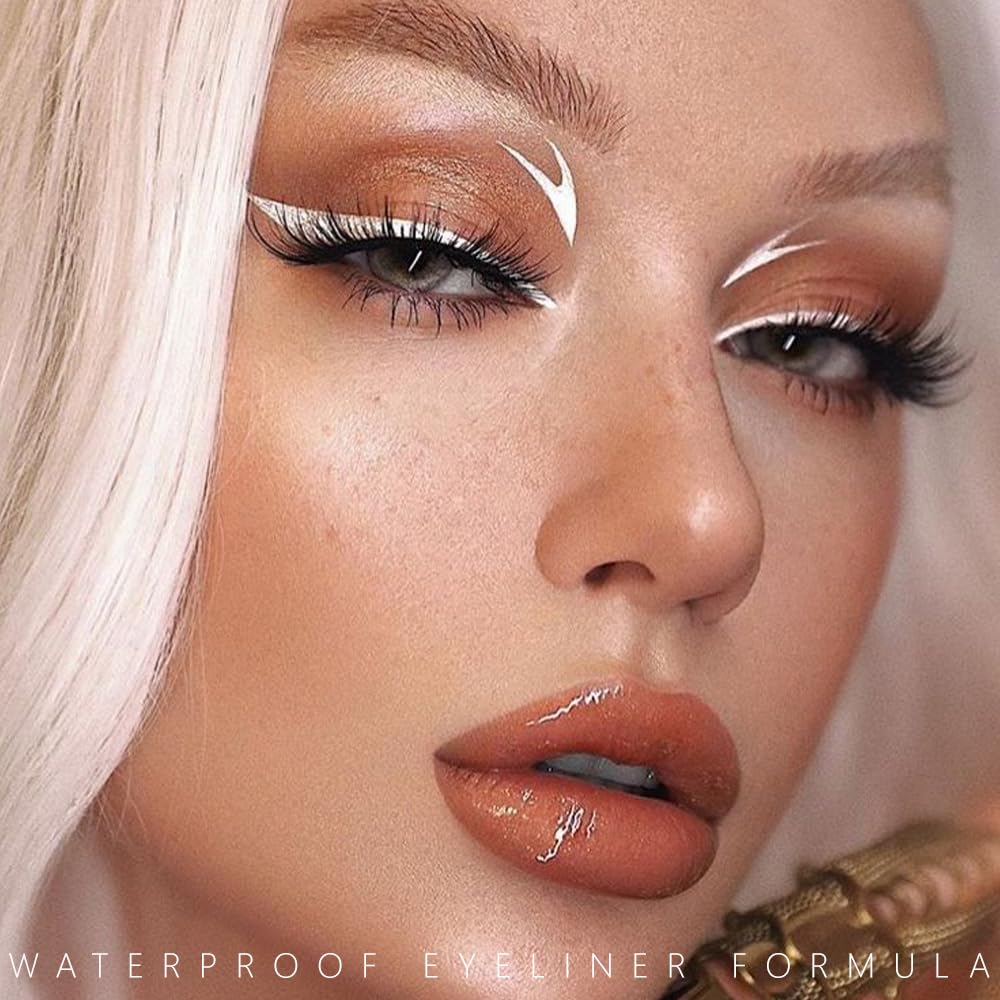 evpct White Eyeliner Pencils for Eyes, Bright White Nude Under Eye Liner Pencil Makeup Waterproof Smudge Proof, Colored Gel Waterline Eyeliner Liquid, Face Eye Paint Stick Lipstick Halloween Makeup 01