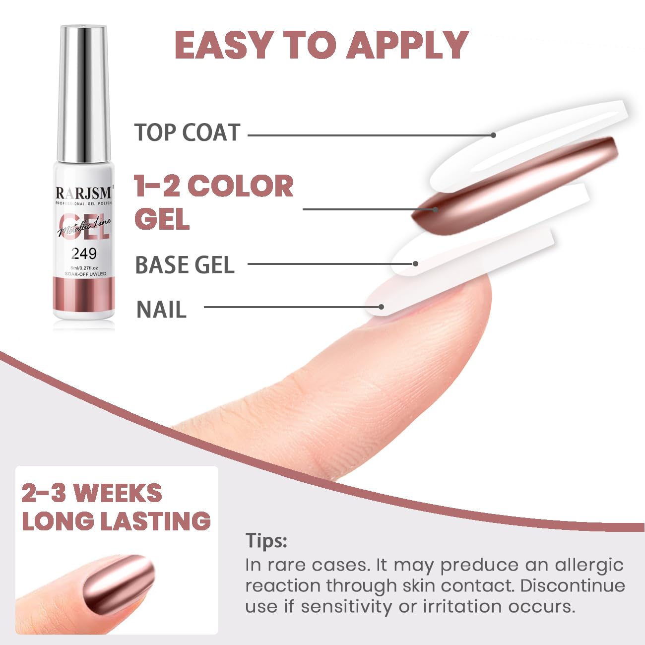 RARJSM Metallic Chrome Gel Liner Nail Art 3D Mirror Bronze Gold Rose Gold Effect Gel Nail Polish 8ml Painting Build in Thin Brush Metal Painted Drawing Striper GelPolish Curing Requires Home Salon