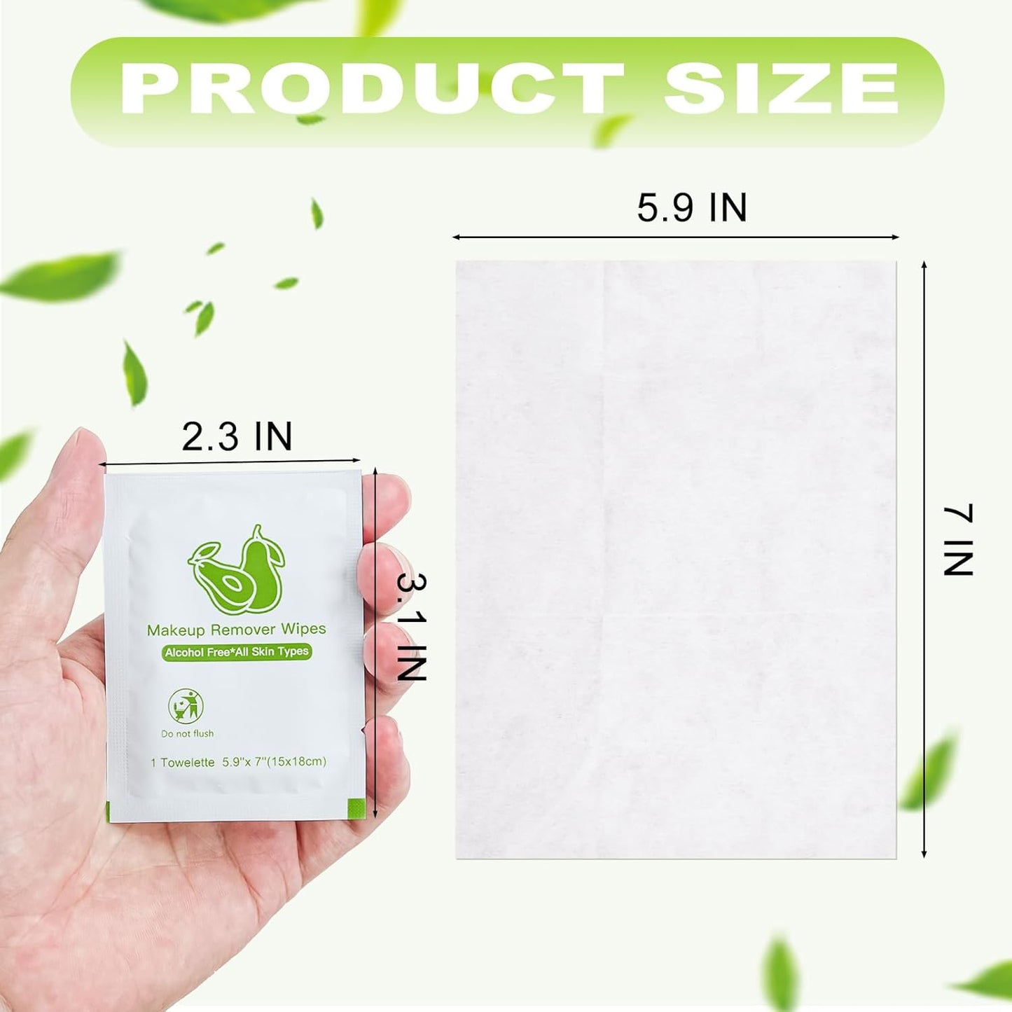 Makeup Remover Wipes Bulk Individually Wrapped,Travel Makeup Wipes Individual Makeup Remover Wipes Bulk Gentle Cleansing Makeup Remover Wipes for Face Cleansing Mascara Lipstick Travel (50, Avocado)