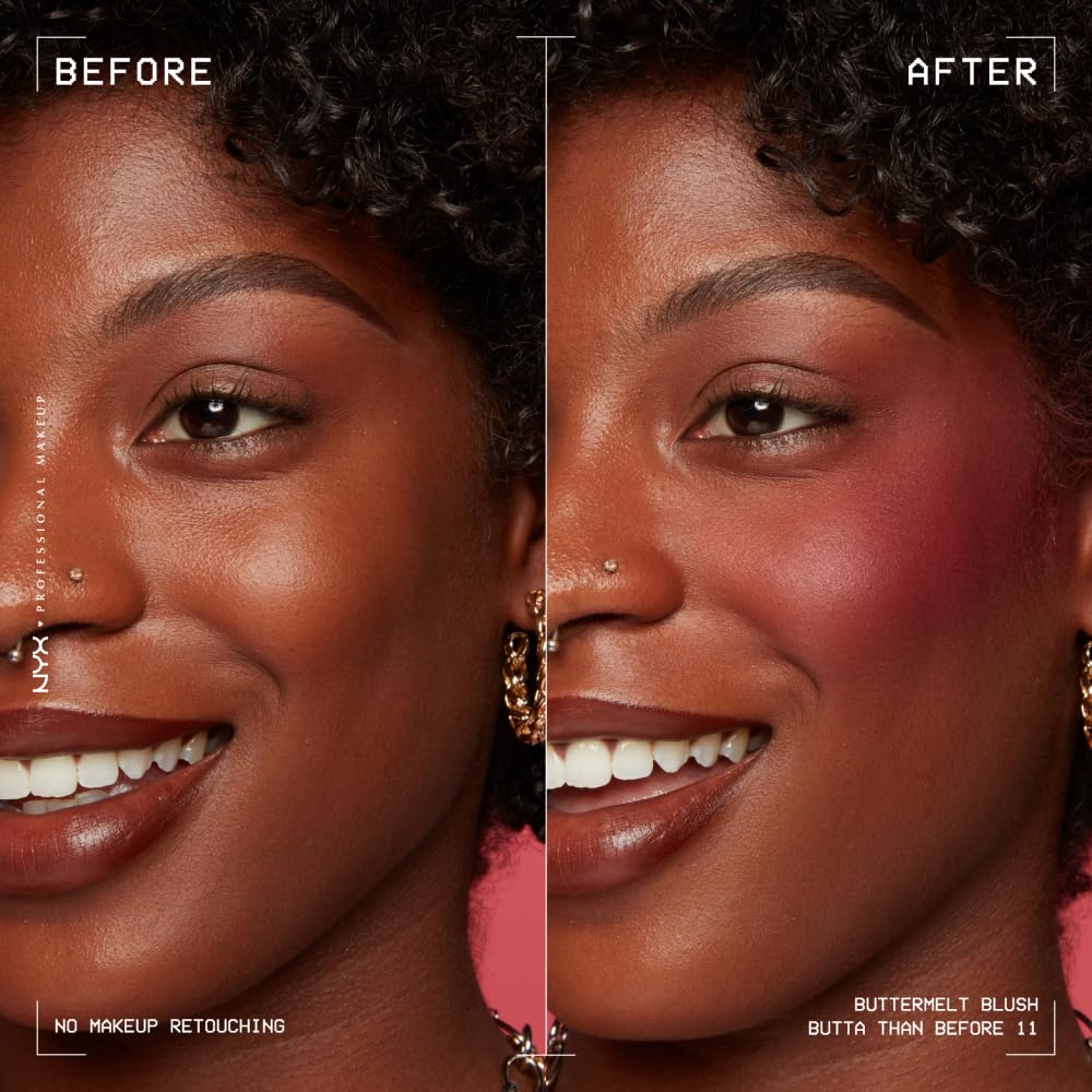 NYX PROFESSIONAL MAKEUP Buttermelt Powder Blush, Fade and Transfer-Resistant Blush, Up to 12HR Make Up Wear, Vegan Formula - Butta Than Before