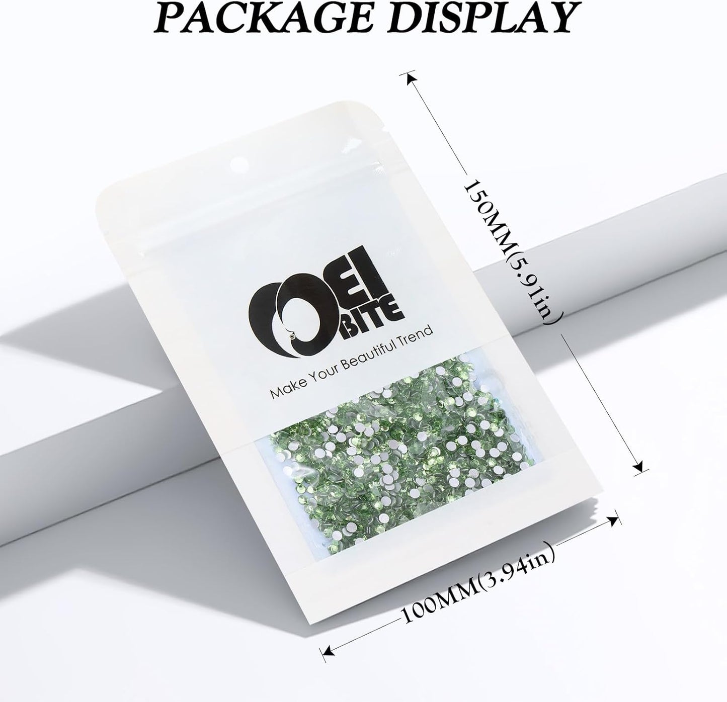 Light Green Flatback Rhinestones, Glass Rhinestones for Nail Art and Craft, Glue Fix, Loose Crystal Gemstones(Lt.Green, SS10, 2880pcs, 2.7-2.8mm)