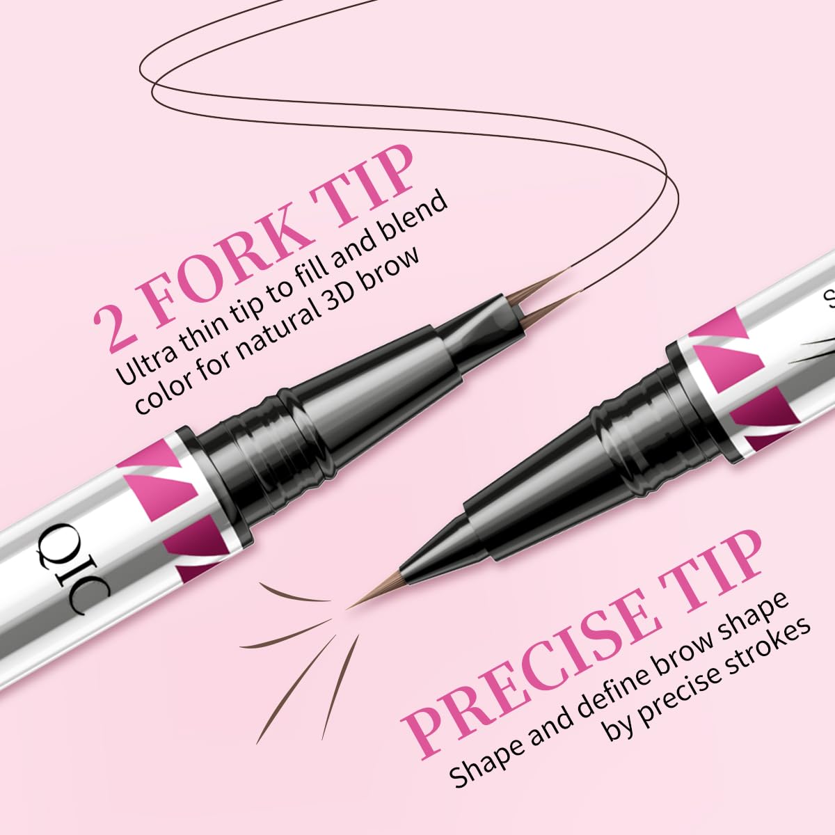 Eyebrow Pencils for Women, 2-in-1 Dual-Ended Microblading Eyebrow Pencil Waterproof with 2 Fork Tip and Spoolie Brush for Hair-Like Natural Brows Eyebrow pen, Non-Dry, Last All-Day (Light Brown)