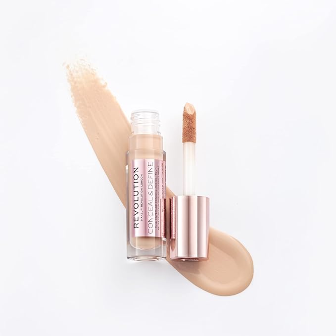 Makeup Revolution Conceal & Define Concealer, Full Coverage Makeup Concealer, Matte Finish & Long Wear, For Fair Skin Tones, Vegan, C5, 4ml