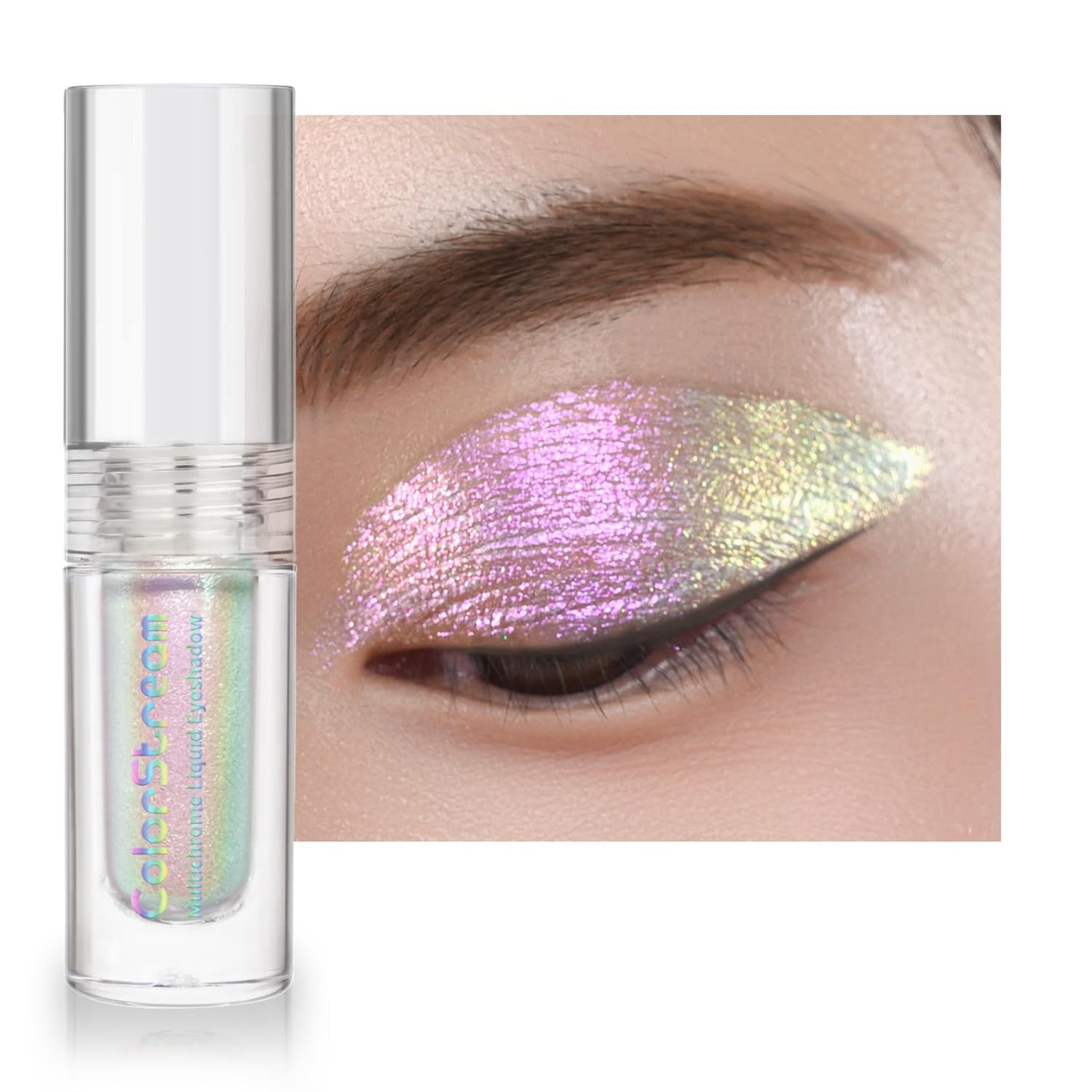 CHARMACY Multichrome Glitter Liquid Eyeshadow, Chameleon Shifting Color, Holographic Metallic Eyeshadow, Long-Lasting Wear, Vegan Eye Topper for Party, Daily Makeup #06