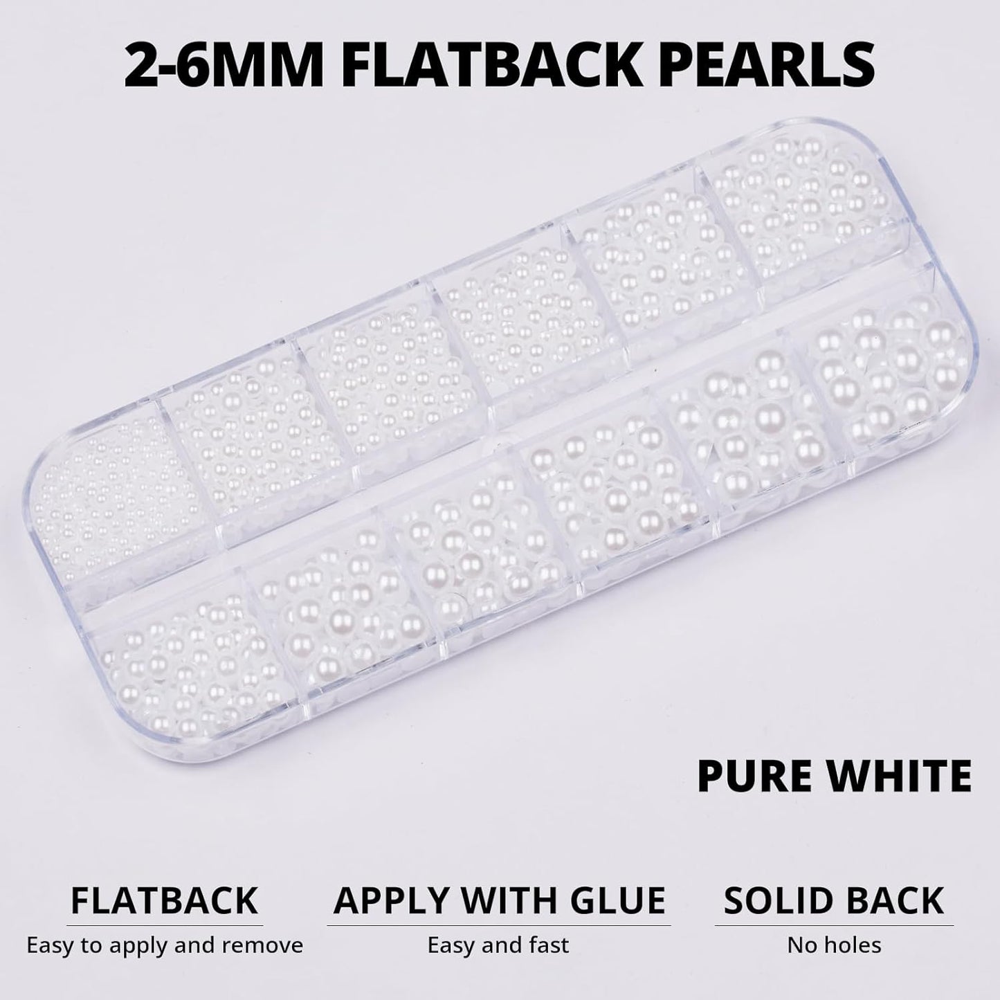 5000Pcs Flatback Pearls for Crafting Bedazzling, White Mix 2/3/4/5/6mm Half Pearl Beads Flat Back for Crafts Clothing Tumbler Shoes Scrapbooking Charms Wedding Gown Glasses Boots with B7000 Glue