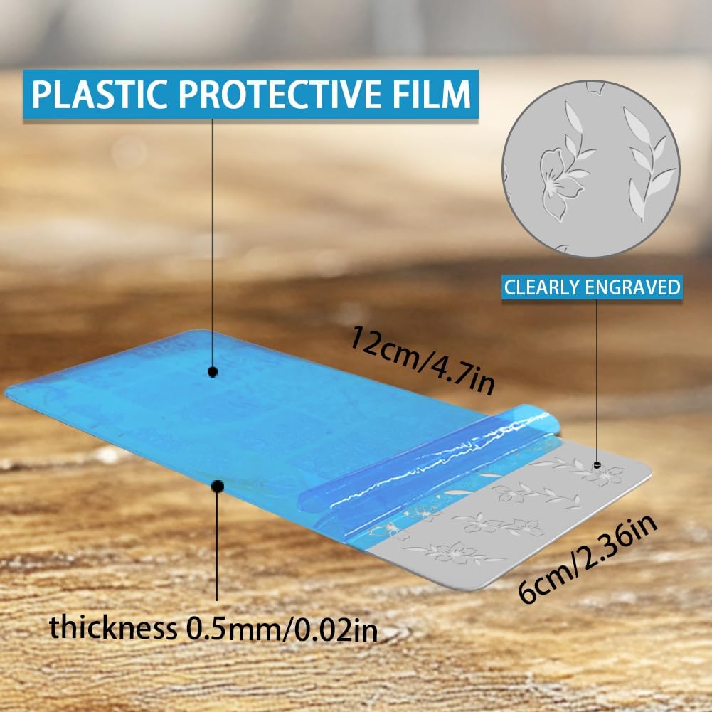 3Pcs Flower Vine Nail Stamping Plate Set Floral Leaves Rose Daisy Nail Stamp Templates Metal Reusable Tools with Stamper Scraper for Manicure Printing