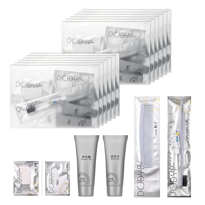 Hygiene Kit, Hygiene Kit Bulk, Travel Hygiene Kit With Toothbrush, Toothpaste, Comb, Shampoo, Shower Gel, Shower Cap And Soap, Individually Packed, Suitable For Hotel, Home, Travel (25 sets)