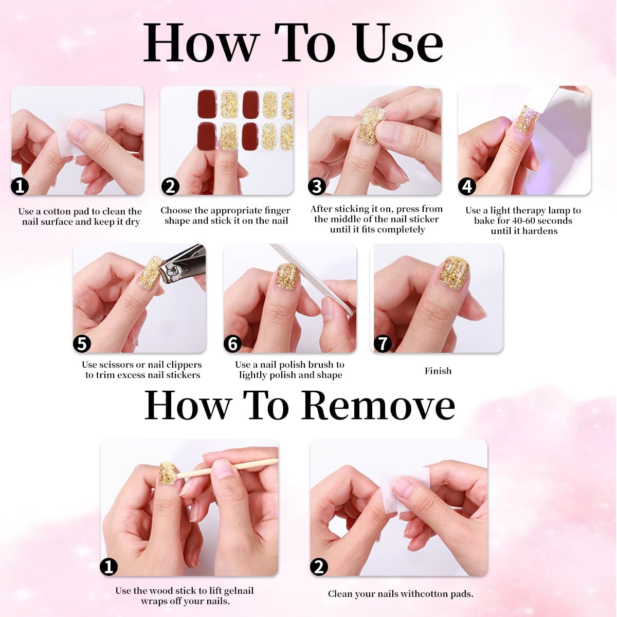 Reddish Brown Semi Cured Gel Nail Strips Stickers Solid Color Gel Polish Strips Design Waterproof Self Adhesive Nail Stickers for Women DIY Manicure Party Nails Decoration 1 Sheets